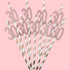 Birthday Party Bronzing Paper Straw Color Stripes Digital Sticker Paper Straw Custom Disposable Paper Straw