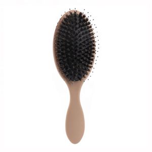 FYD Milky White Light Green Color Abs Plastic Paddle Oval Hair Brush Anti Static Hair Massage Comb Nylon Boar Bristle Hair Brush