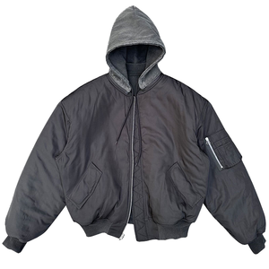 OEM Wholesale Custom High Quality Suede Bomber Jacket Men's Streetwear Oversized Hood Racing Satin Look Unisex Winter Jacket