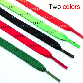 Flat two color several color polyester custom shoe laces for hockey shoes