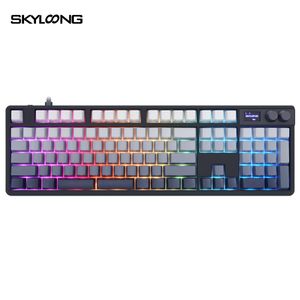 29.9USD SKYLOONG 104keys Mechanical Keyboard Screen Knobing switch Hot-Swappable Side-Engraved PBT keycaps for keyboard