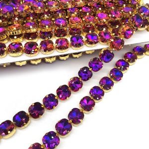 Customized Luxury Crystals Sparkling Glass Rhinestone Trim Sew On Strass Special Diamond Purple AB Crystal Chain Trimming