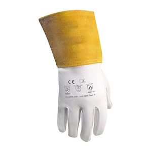High Quality TIG Welding Work Construction Hand Skin Leather Long Sleeves Safety Flexibility Yellow And White Gloves