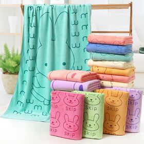 Wholesale Microfiber Kids Bath Towel Cartoon Rabbit Print Towel Polyester Fiber Kids Bath Towel 3 Pcs Set