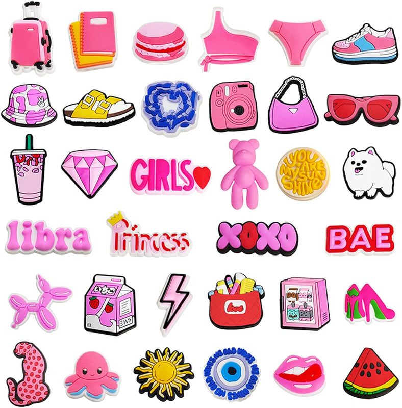 Quanzhou Jinjiang Youtuojin Trading Co., Ltd. Clogs shoes charm Pink Girl Power shoe charms Anime Cartoon PVC Rubber Kids/Girl custom Shoe Charms