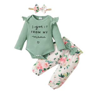 Wholesale Newborn Baby Rompers Set 0-3 Months Cotton Jumpsuit for Boy and Girl Casual Print Style for Autumn Season