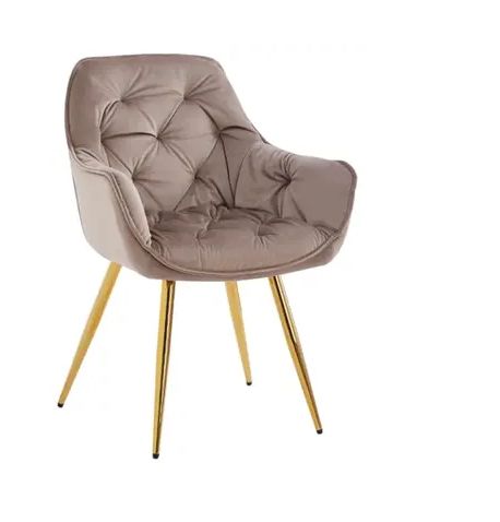 Wholesale Dining Armchair Leisure Chair High-density Sponge Velvet Makeup Chair Gold Silvery Metal Leg