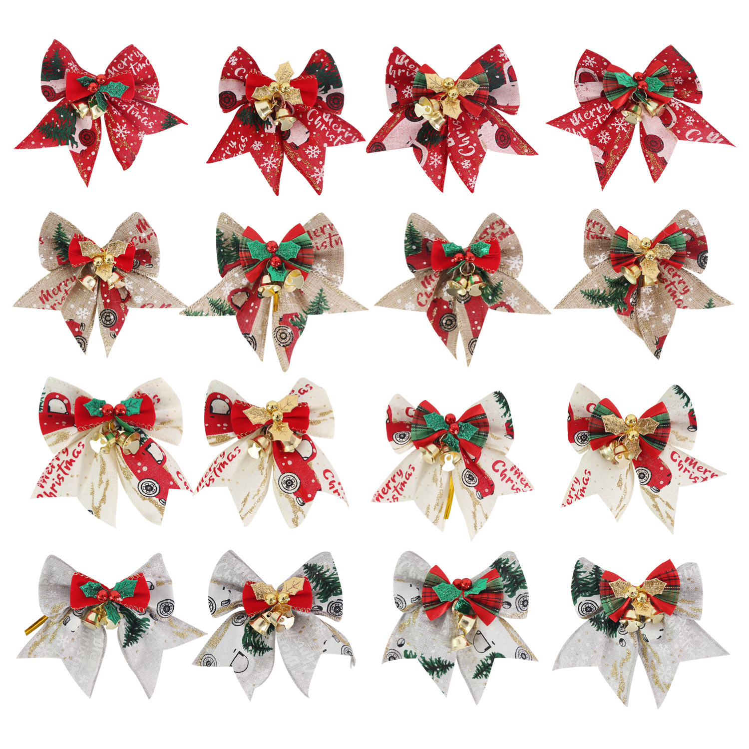 Yiwu Shenghui Crafts Co., Ltd. New Mini Christmas Bow Bell Pendant Christmas Decoration Christmas Tree Gift Box Decoration