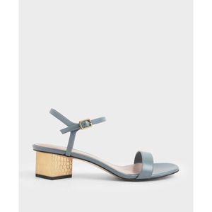 Sculptural Chrome Heel Women's Wedge Sandals Ankle Strap Closure Buckle Shoes with Open Back Counter Type Ladies Footwear