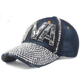 Dropshipping Casual diamond-studded baseball cap women crystal diamond DIVA letter sunshade sun hat trucker hat