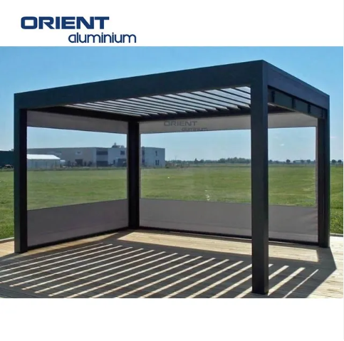 China Manufacturers Bioclimatic Exterior Motorized Shutter Aluminium Pergola Canopy Electric Louver Outdoor Aluminum Pergola