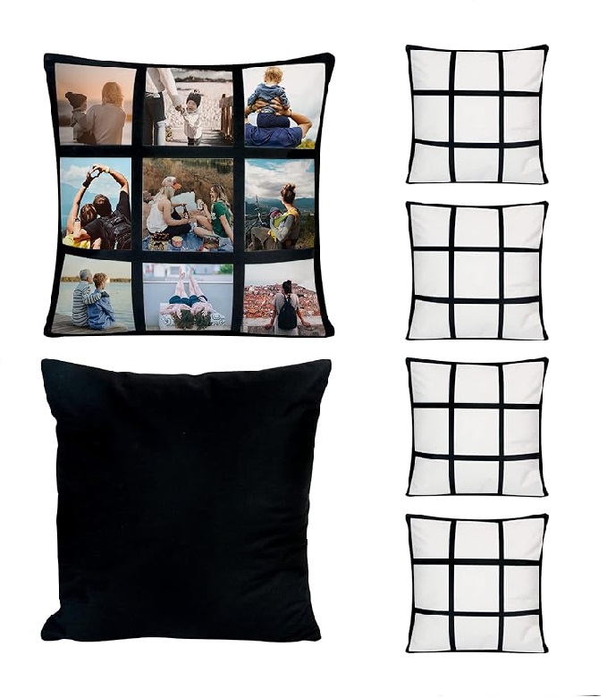 9 Panel 16*16in Sublimation Blank Lattice Pillow Cases Cushion Cover Sublimation Throw Pillow Covers with Invisible Zippers