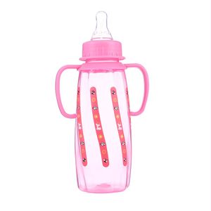 Hot selling safe material bpa free green pink blue 9 oz nipple milk bottles 280ml pp baby feeding bottle with handle
