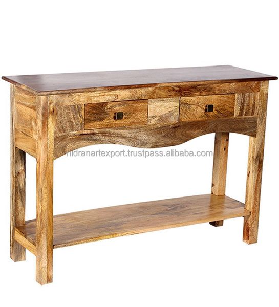 Industrial & vintage Living Room Furniture Reclaimed old wood rustic finish Console Table with drawers
