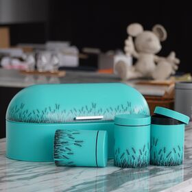 Kitchen accessories large oval metal bread box with canisters sets for storage