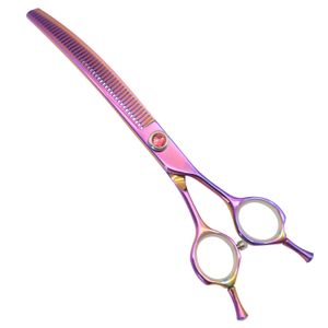 Hot Sale Pet Shop Professional Clippers Pink Curve Teeth Scissors For Dog Grooming