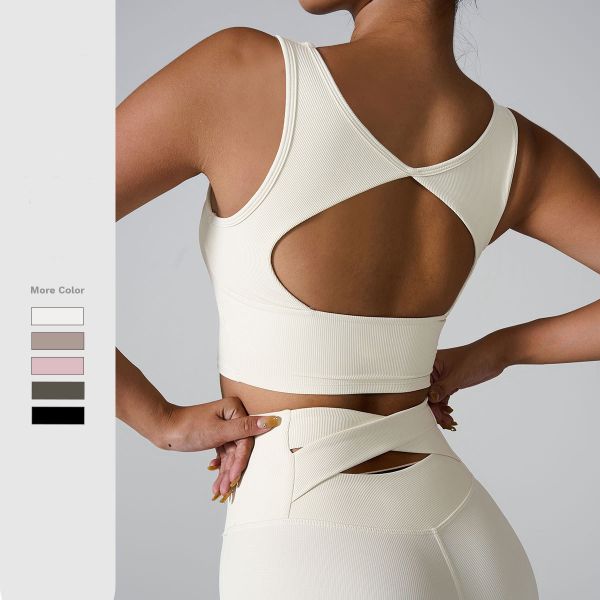 Women's High Quality Square Neck Open Back Sport Bra Quick Dry Breathable Gym Fitness Workout Yoga Top Wholesale