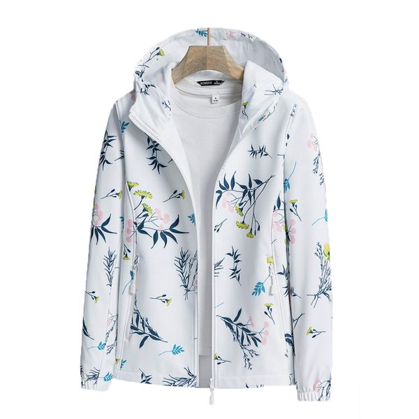 women spring outdoor coat custom printing waterproof softshell jacket