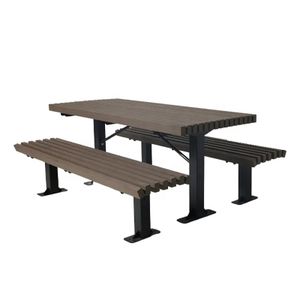 outdoor public commercial wpc wood picnic table with attached benches  restaurant school outside portable table and bench set