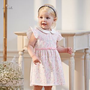 DB2240949 DAVE BELLA Children's Dress 2024 Summer New Baby Girls Fashion Cute Floral Print Cotton Knitted Princess Dress