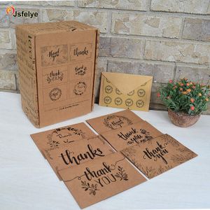 4x6 Inch 120 Elegant Brown Kraft Paper Thank You Cards with brown Kraft Envelopes and Stickers-6 Designs Bulk Blank Notes for We