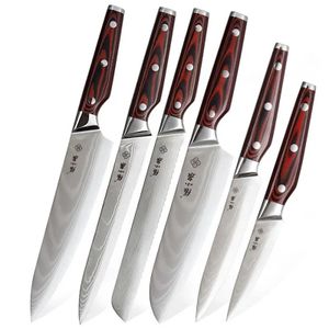 Zhang Xiaoquan 6 pcs Japanese VG10 Damascus Knife Series kitchen knife set