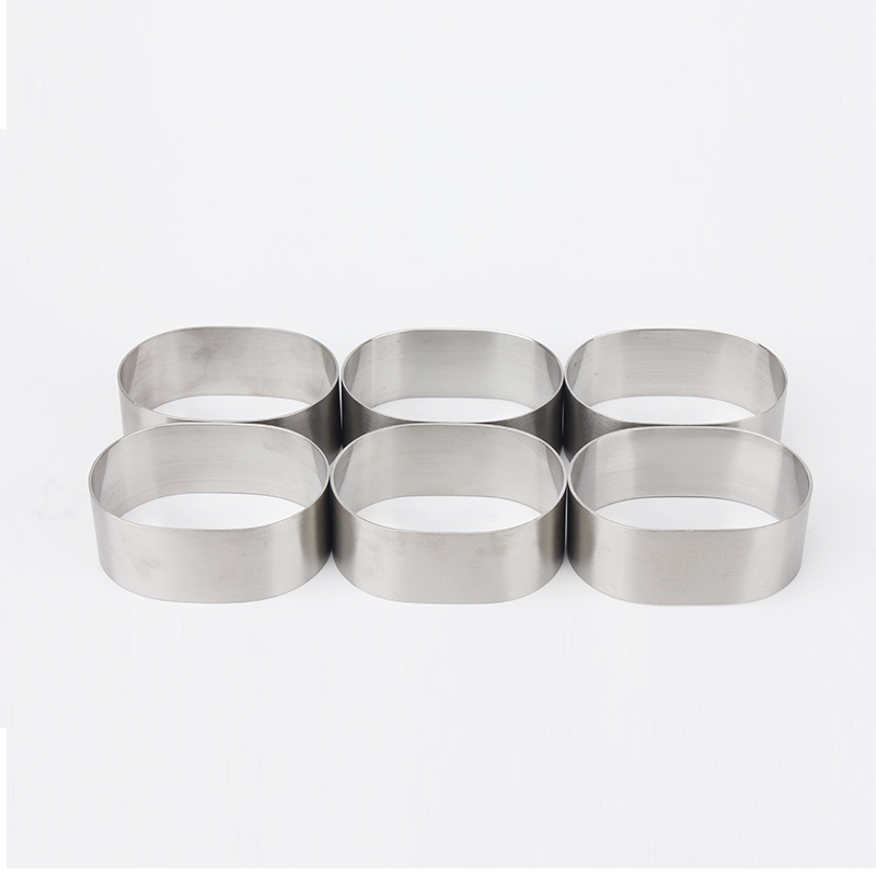 Nanjing Aleya Trading Co.,Ltd Kitchen Baking Tools 2024 Cheese Molds Half Cheese Cake Ring Oval Aluminium Alloy Mousse Tart Cake Ring Cake Side Liner Papers