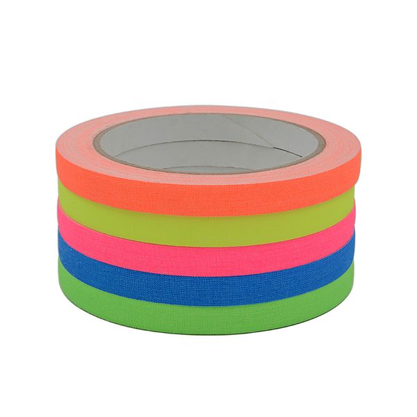 High quality UV Fluorescent Fluo neon low gloss finish cloth tape neon spike gaffer tape