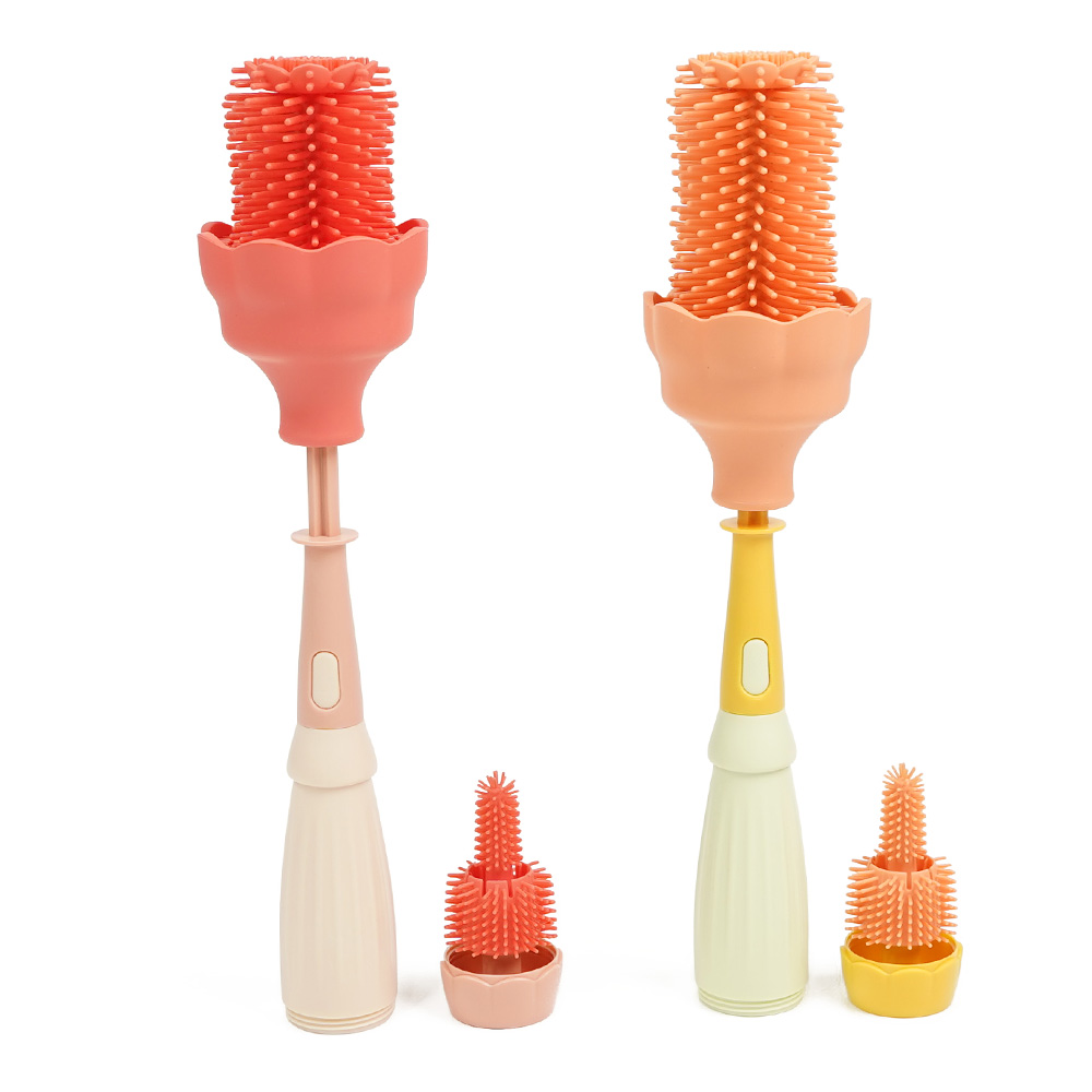 Wolife Original Design Free Bpa Silicone Baby Bottle Cleaning Brush 360 Degree Rotating Milk Bottle Cleaner Set Tube Brush