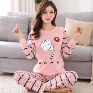 wholesale new long-sleeved pajamas women's large size cute cartoon pajamas