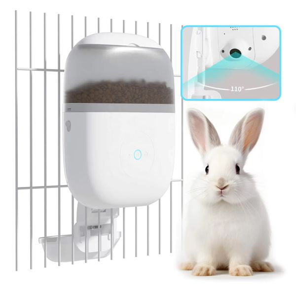 Pet Cage Automatic Small Animals Dry Food Dispenser 1-10 Meals Timed Intelligent Camera Rabbits Feeder