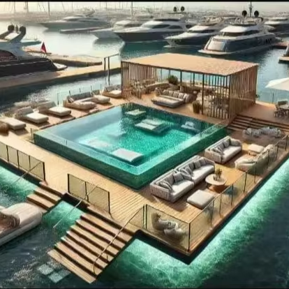 Floating hotel Floating Platform and Restaurant Floating Water Park with Unique Aesthetics