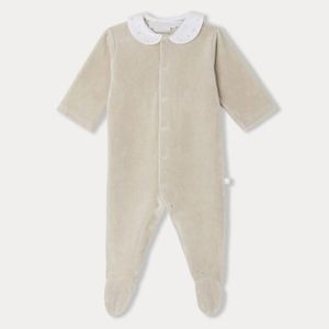 Winter baby clothes velvet cotton fabric rompers with embroidery collar three quarter sleeve baby footies