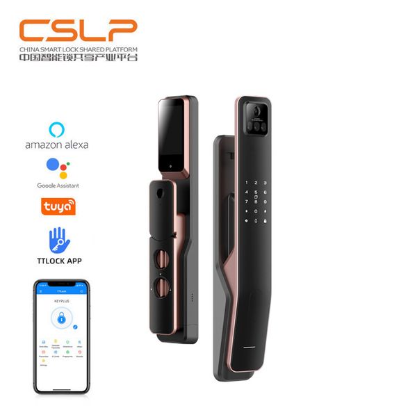 Digital 3D Face Recognition Biometric Fingerprint Door Lock Automatic Camera Safety Tuya Smart Door Lock