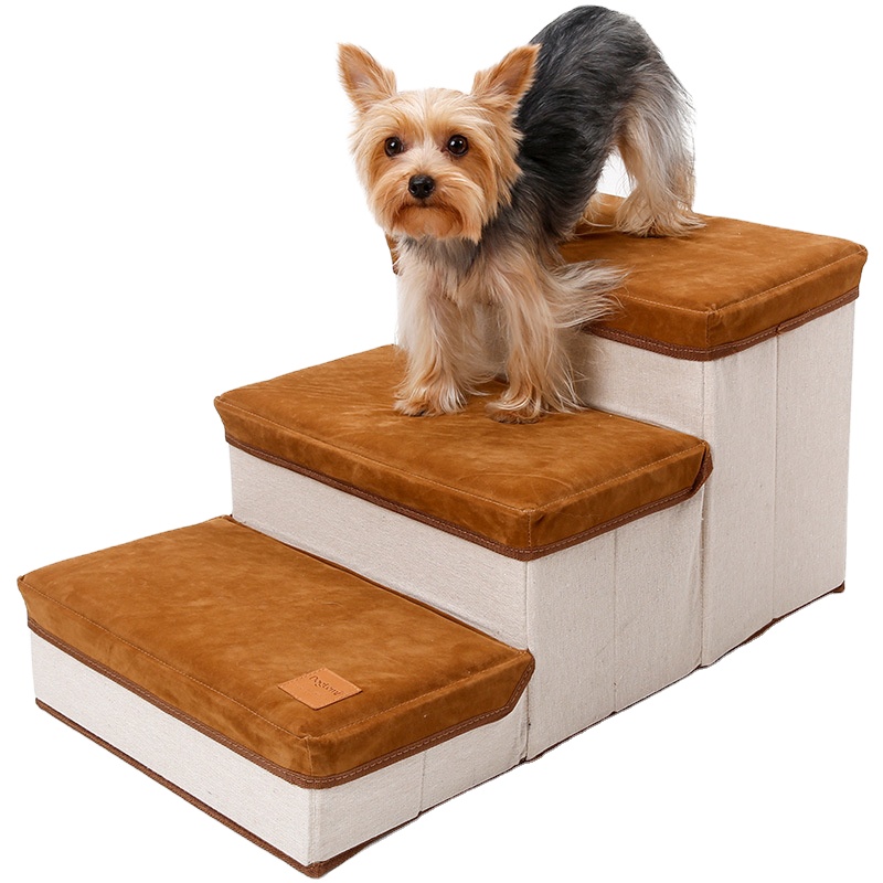 3-Layer Foldable Pet Ramp Large Storage Space Pet Stairs Ladder for Cats and Dogs Carriers & Travel Products