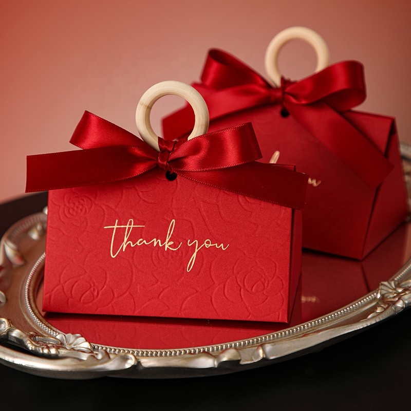 Yangjiang City Yangdong District Gongxin Plastic Products Factory Wedding Birthday Party Flower Color Triangle Candy Gift Box ribbon Paper Bag With Ring