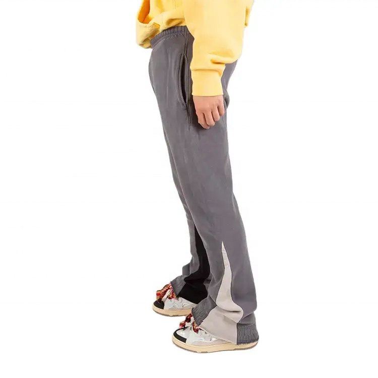 CERTIFIED WORK INTERNATIONAL Men's High Quality Custom Puff Printing Flared Jogger Track Sweatpants Patchwork Cotton Summer Casual Flare Stacked Sweatpants