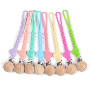 Cute Squirrel Infant Teething Beads Baby Pacifier Holder Clips Food Grade Silicone Anti-drop Pacifier Chains