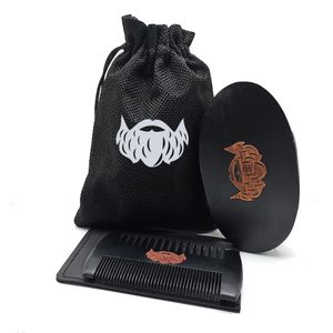 Wholesale Custom Logo Men Beard Care Set Black Bag Boar Bristle Beard Brush Wooden Comb Beard Grooming Kit