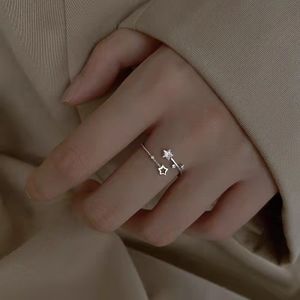 Baroli 18K 14K Gold Plated Star Flower Open Cuff Rings for Women Silver Twisted Textured chunky Ring