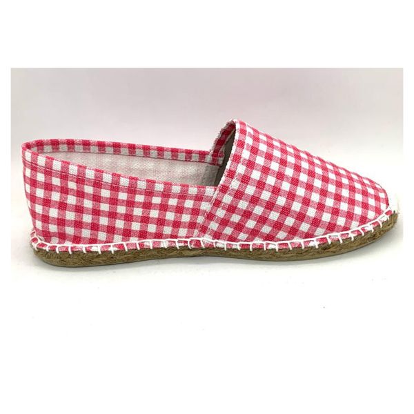 Espadrilles Bulk Stock Supplier of No Lining Check Design Comfortable Espadrilles Flat Shoes