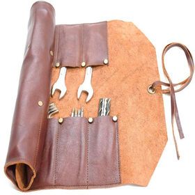 Leather Tool Roll Up Bag (12 Slots),Portable Carry On Pouch Workshop Storage Organizer Vintage Style Handmade Buffalo Leather