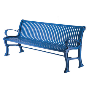 outdoor furniture public park steel slat backrest bench seating outside garden patio long metal seat benches with arm