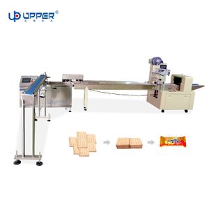 Cookies stacking automatic grouping wrap machine Practical pillow packaging machine with biscuit feeder
