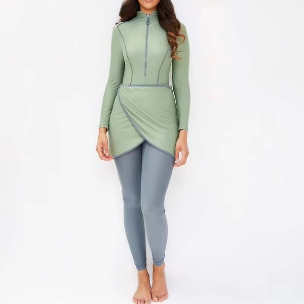 Waterproof Le Burkini Plus Size Custom Factory Muslim Swimsuit  With Turban Islamic Swimwear for Women Nylon Legging