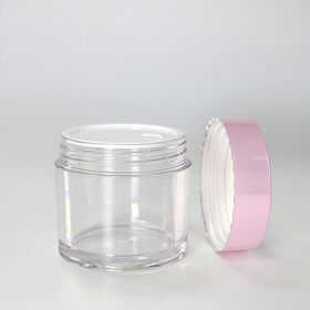 Cosmetic Packaging Custom Logo Empty Clear Powder Container 1 oz Plastic Cosmetic Jars for Eye Cream With Gold Pink LidPopular