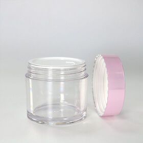 Cosmetic Packaging Custom Logo Empty Clear Powder Container 1 oz Plastic Cosmetic Jars for Eye Cream With Gold Pink LidPopular