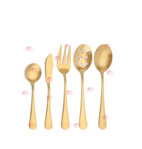 Portability Steel Luxury Cutlery Stainless Steel Handmade Matt Gold Set of 5 Pieces Manufacturer Wholesaler Factory