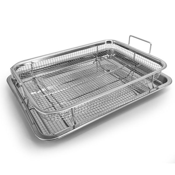 2 Pieces Stainless Steel Air Fryer Basket for Oven Chicken Baking Tray Rack for Cooking Baking and Broiling