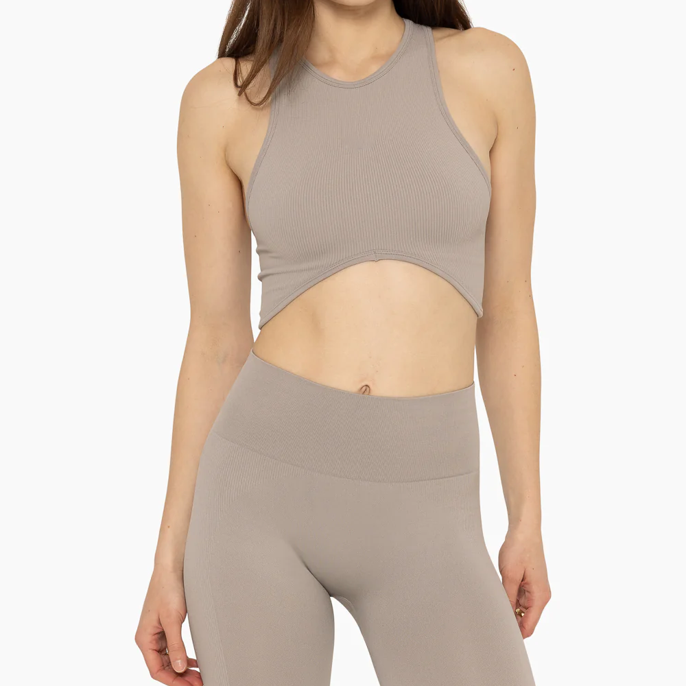 Wholesale OEM logo label Sustainable fabric activewear workout gym asymmetric top yoga Sport bra women